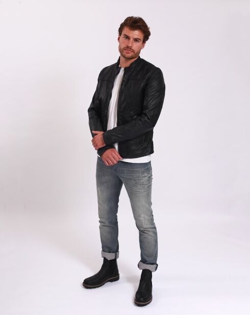 Veste en Cuir Lyandro noire