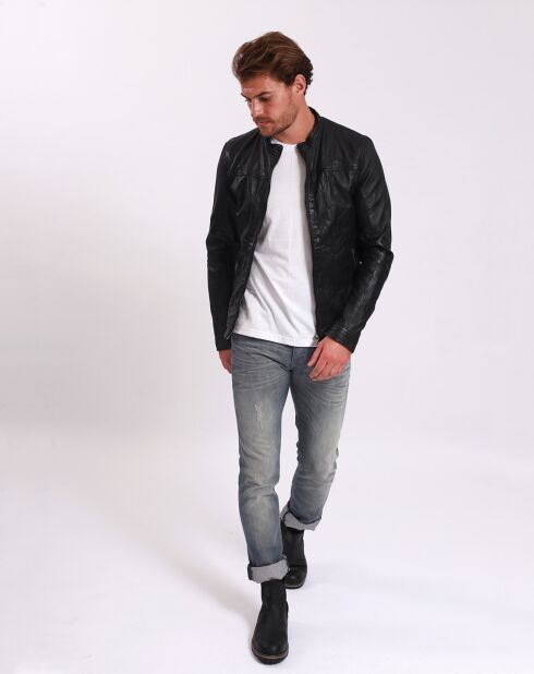 Veste en Cuir Lyandro noire