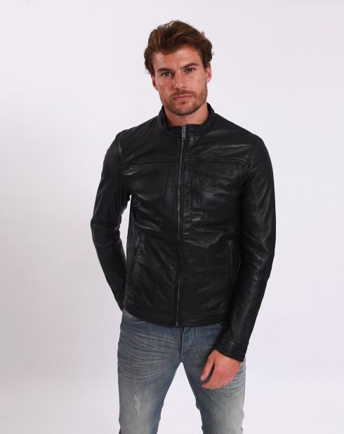 Veste en Cuir Lyandro noire