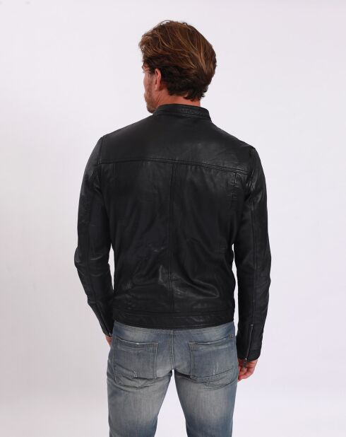 Veste en Cuir Lyandro noire