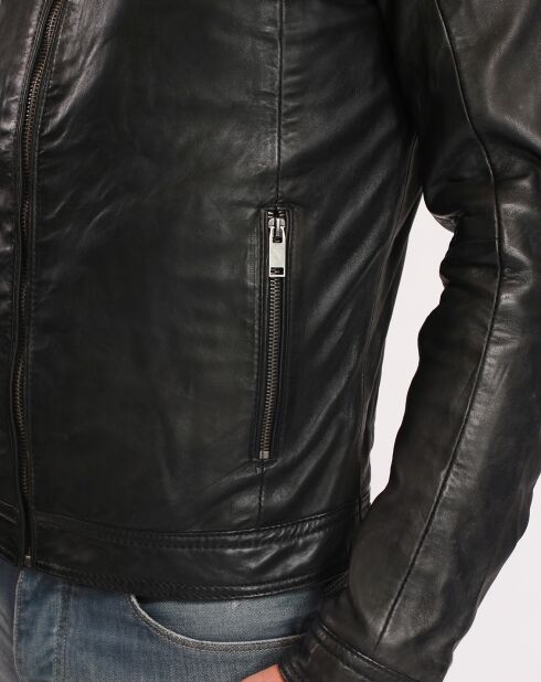 Veste en Cuir Lyandro noire