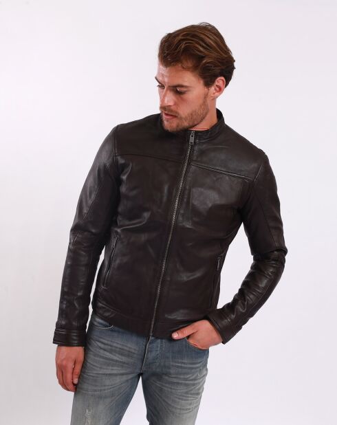 Veste en Cuir Lyandro marron