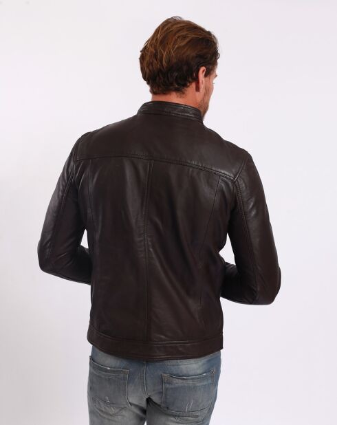 Veste en Cuir Lyandro marron