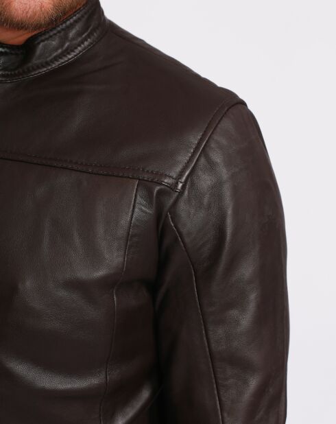 Veste en Cuir Lyandro marron