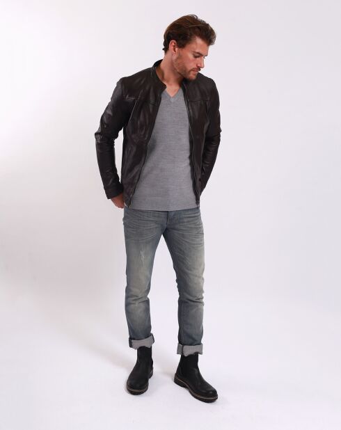 Veste en Cuir Lyandro marron