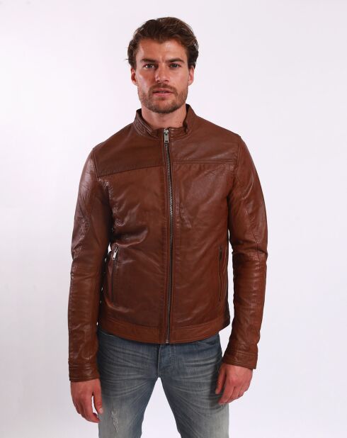 Camelkleurige leren jas Lyandro