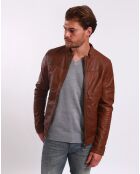 Veste en Cuir Lyandro camel