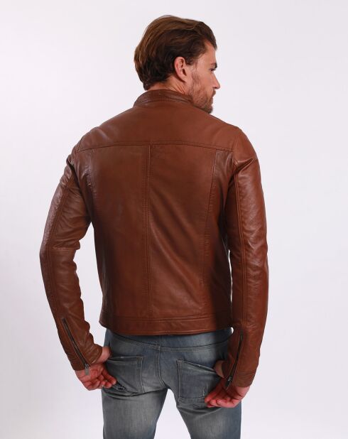 Camelkleurige leren jas Lyandro