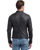 Schwarze Lederjacke Luis im Used-Look