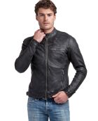 Schwarze Lederjacke Luis im Used-Look