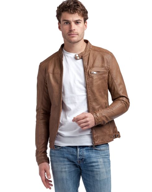 Veste en Cuir Luis camel vintage