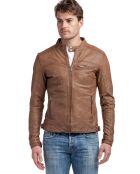 Veste en Cuir Luis camel vintage