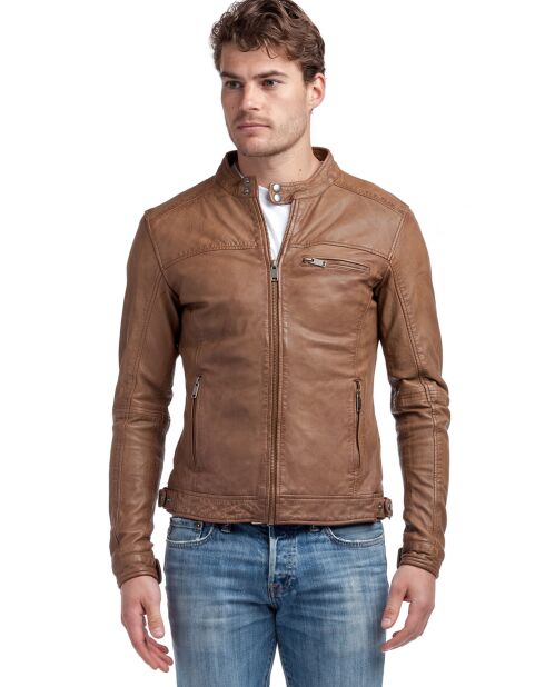 Veste en Cuir Luis camel vintage
