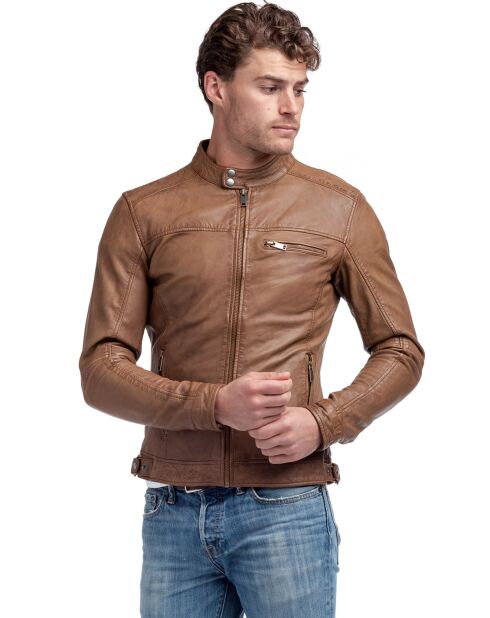 Veste en Cuir Luis camel vintage