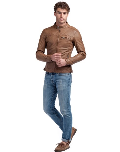 Veste en Cuir Luis camel vintage