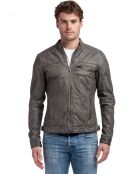Veste en Cuir Luis gris vintage