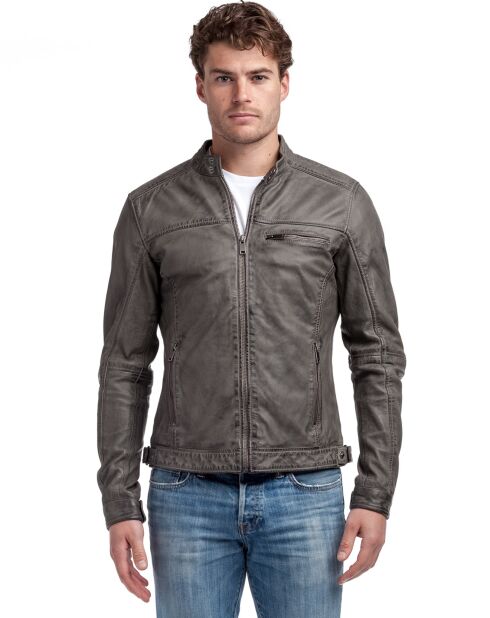 Veste en Cuir Luis gris vintage
