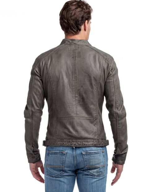 Veste en Cuir Luis gris vintage