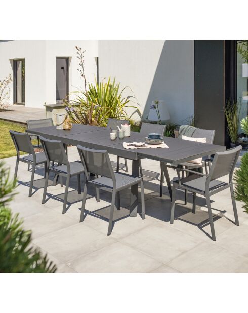 2 fauteuils de jardin stockholm-ft empilables gris anthracite - 56x59x84 cm