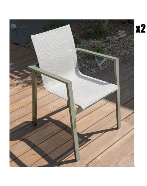 2 stapelbare tuinstoelen miami-ft-khaki khaki - 58x58x84 cm