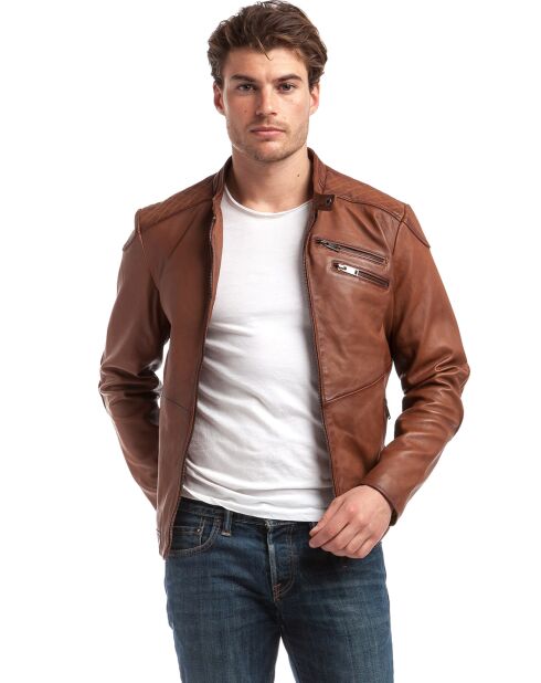 Veste en Cuir Lance cognac