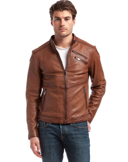 Veste en Cuir Lance cognac