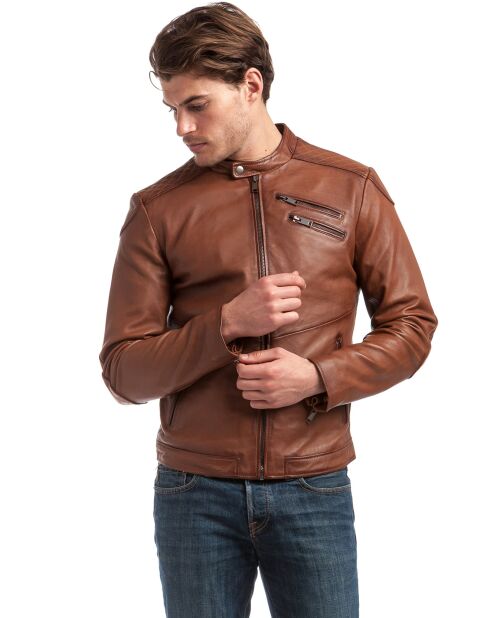 Veste en Cuir Lance cognac