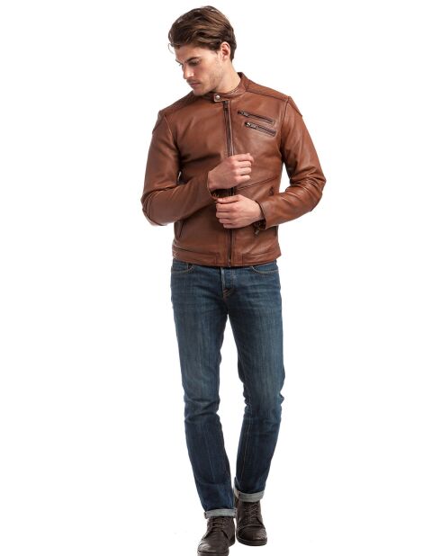 Veste en Cuir Lance cognac