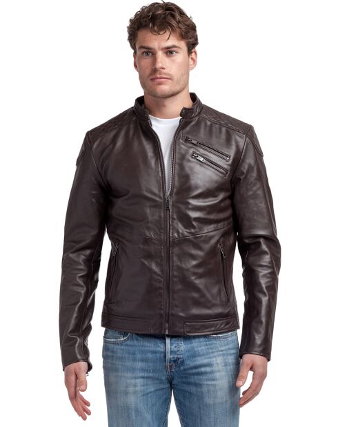 Veste en Cuir Lance chocolat foncé