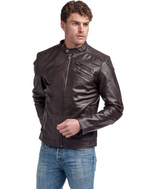 Veste en Cuir Lance chocolat foncé