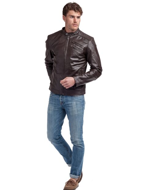 Veste en Cuir Lance chocolat foncé