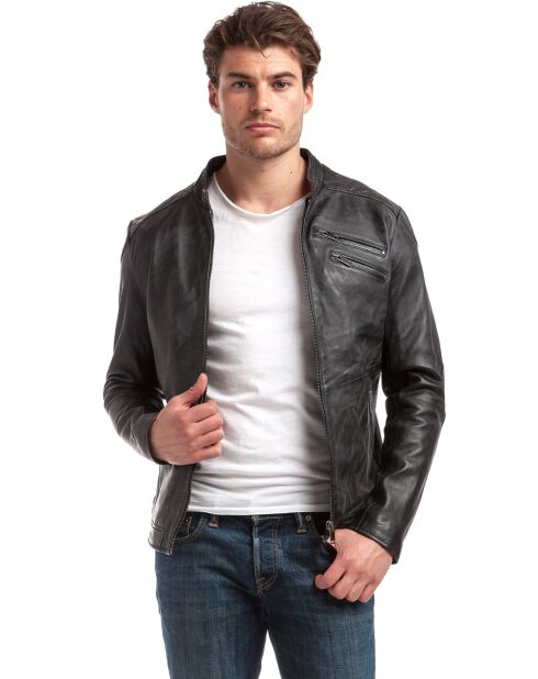 Veste en Cuir Lance noir vintage