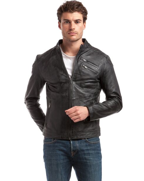 Veste en Cuir Lance noir vintage