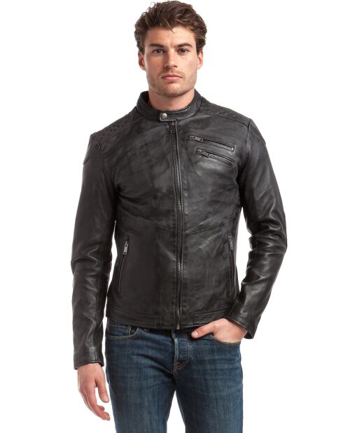 Veste en Cuir Lance noir vintage