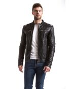 Veste en Cuir Langston noire