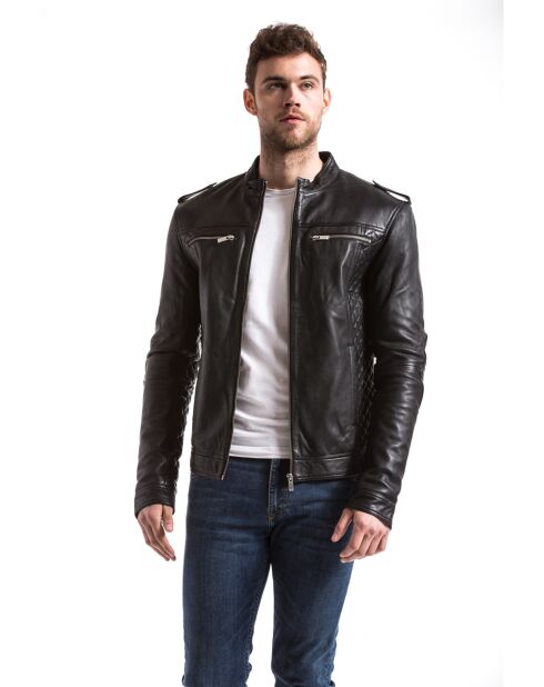 Veste en Cuir Langston noire