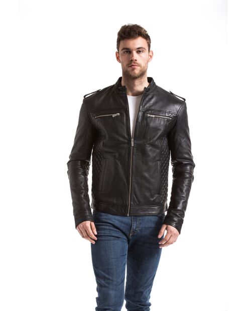 Veste en Cuir Langston noire