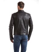 Veste en Cuir Langston noire
