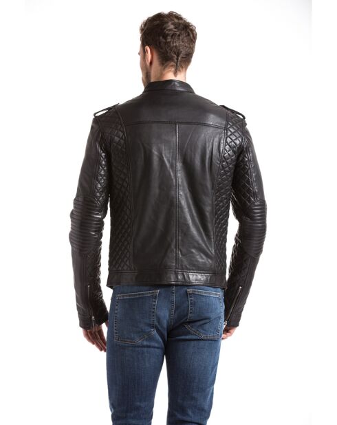 Veste en Cuir Langston noire