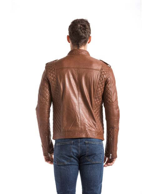 Veste en Cuir Langston cognac
