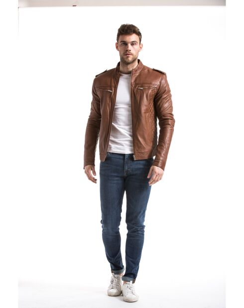 Veste en Cuir Langston cognac