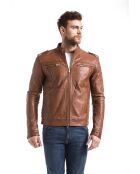 Veste en Cuir Langston cognac