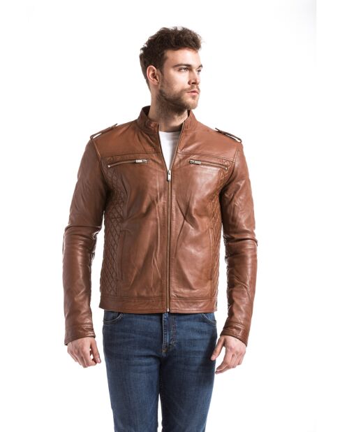 Veste en Cuir Langston cognac