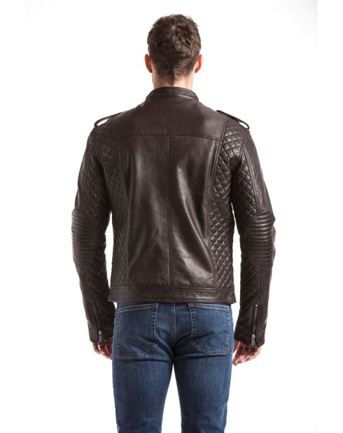 Veste en Cuir Langston chocolat foncé