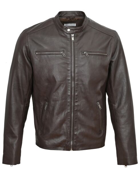Veste en Cuir Biker Lazarus marron