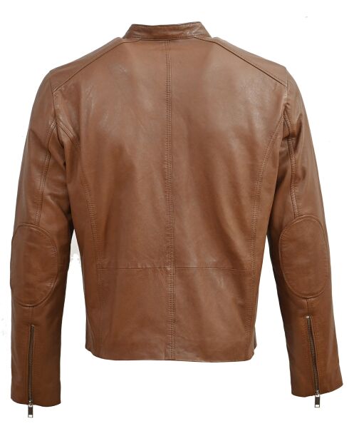 Veste en Cuir Biker Lazarus cognac
