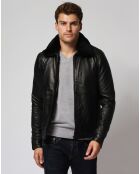 Blouson en Cuir Leandro noir