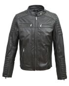 Veste en Cuir Biker Lester noire