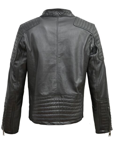 Veste en Cuir Biker Lester noire