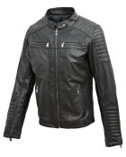 Veste en Cuir Biker Lester noire